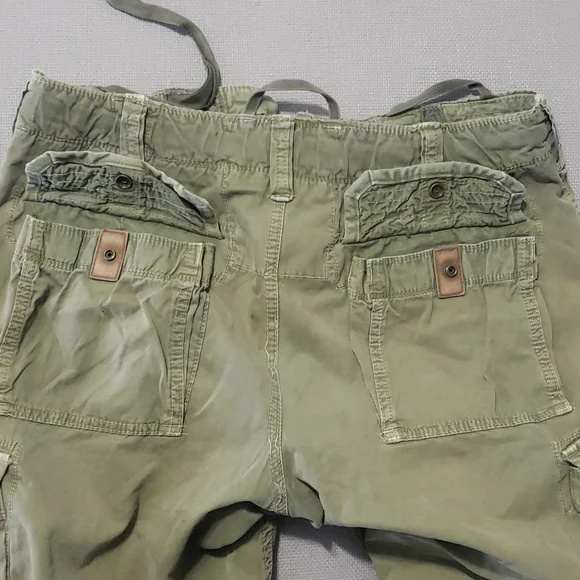 Abercrombie and Fitch Vintage Army Green Paratroop Cargo Pants Men' Size Medium - Picture 13 of 17